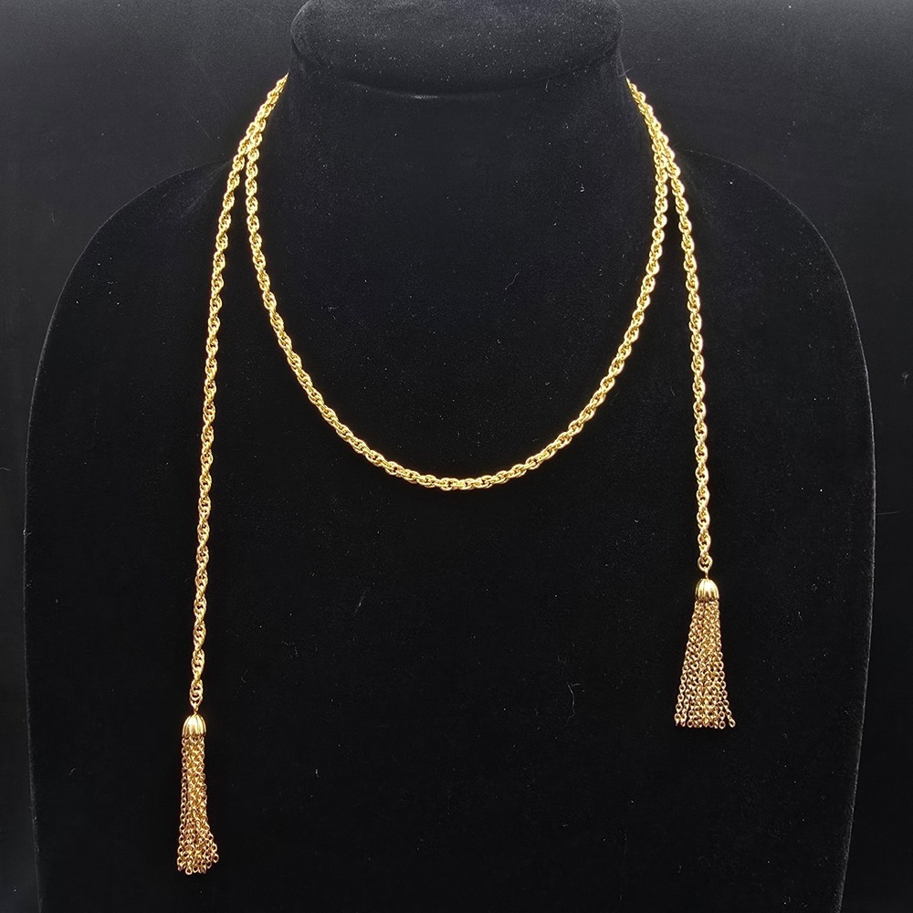 Avon 1988 Golden Tassel Lariat Necklace VIntage Costume Jewelry